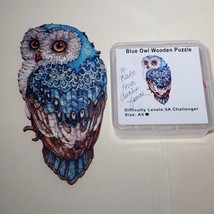 Blue Owl Wooden Laser Cut 96 Piece Jigsaw Puzzle 5x8 Unique Shapes Level... - $14.95