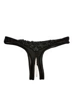 Shirley of Hollywood Crotchless Mesh Panty with Pearls Black One Size Fi... - £18.30 GBP