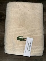 Lacoste ~ Bath Towel 100% Cotton 30&quot; x 52&quot; Light Beige Cream Big Crocodi... - $31.68