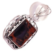 Gorgeous Mahogany Obsidian Rectangle Gemstone 925Silver Overlay Handmade Pendant - $9.95