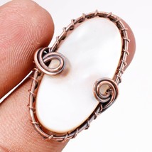 Mother Of Pearl Gemstone Handmade Copper Wire Wrap Ring Jewelry 6.50&quot; SA 147 - £3.84 GBP