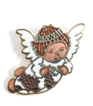 VTG Hawaii Hawaiian Angel Flying Cloisonne Gold Tone Enamel Pin Souvenir White.. - $12.99