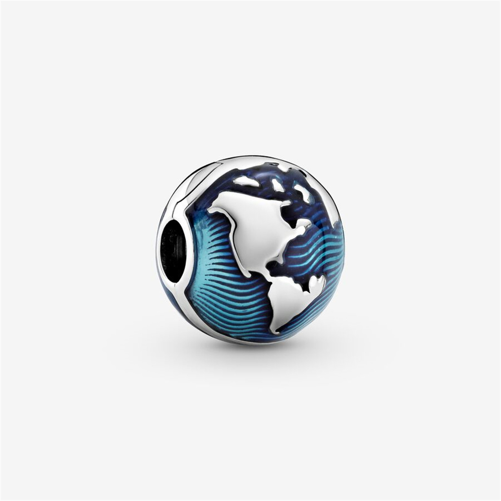 S925 Sterling Silver Blue Globe Clip Charm,Fit for Pandora Charm,Gift for Her