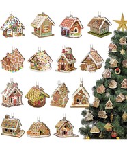 60 Pcs Christmas Gingerbread House Ornament Wooden Christmas Tree Hanging Orname - £28.09 GBP