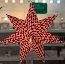 Ikea STRALA Star Christmas Lamp Shade / Table Lamp Red White 19" New - $17.28