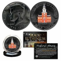 Dual Black Ruthenium &amp; Color 1976 Bicentennial Jfk Kennedy Half Dollar U.S. Coin - £9.50 GBP
