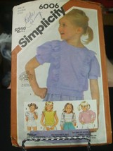 Simplicity 6006 Girl&#39;s Knit Pullover Tops Pattern - Size 4/5/6 Chest 23-25 - £8.23 GBP