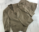 Jack Victor Suit Mens 43S Jacket 39x23 Pants Beige Pinstripes Wool Three... - $138.59