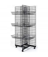 Only Hangers 4 Way Gridwall Display w/ Casters &amp; 12 Baskets- Black - $331.77