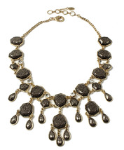 Amrita Singh Gold Black Glitter Resin Brooklyn Crystal Necklace NKC 5116 NWT - £15.53 GBP