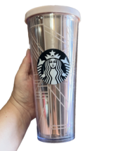 Starbucks 2017 Venti Cold Cup Tumbler Rose Gold Geometric 24 oz - $14.85