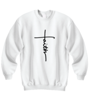 Religious Sweatshirt Faith Cross, Jesus, Christian, love White-SS  - £21.54 GBP