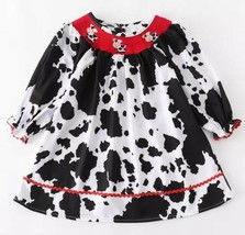 NEW Boutique Farm Cow Print Girls Smocked Embroidered Dress - £3.62 GBP+