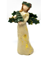 Angel of the Woods Figurine Gold Speckled Leaf Wings Resin Vintage - $18.95