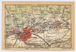1910 Antique City Map Of Vicinity Of Arnhem / Holland Netherlands - £15.08 GBP