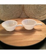 Vintage Fire King Borosilicate Milk Glass Handled Soup/Dessert Bowls Set... - $18.00