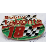 Bobby LaBonte #18 Nascar Green and Red Checkered Flag Hat Lapel Pin - £7.88 GBP
