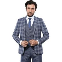 Men 3pc European Vested Suit WESSI by J.VALINTIN Extra Slim Fit JV36 navy White image 2