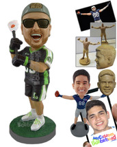 Personalized Bobblehead Cool looking lacrosse player ready to throw the ball - S - £71.55 GBP