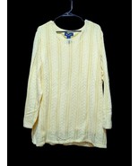 Denim &amp; Co. Pointelle Sweater Yellow Large Lined Long Sleeve Women. Size... - £14.05 GBP