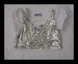 Build A Bear Workshop White Top Silver Sequins Heart &amp; Vest - $9.43 CAD