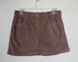 American Eagle Corduroy Mini Skirt Women 14 Full Zip Stretch High Rise Mauve NWT - £14.24 GBP