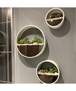 Set of 3 Round Wall Planters Geometric Terrarium Wall Metal Vase Plants ... - $54.99