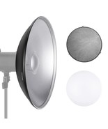 NEEWER 21.6&quot;/55cm Metal Beauty Dish Bowens Mount Reflector with White Di... - £148.11 GBP