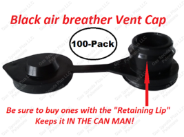 100 Black Vent Caps Replacement Gas Can Fuel Jug Plug Blitz Wedco Briggs Scepter - £32.28 GBP