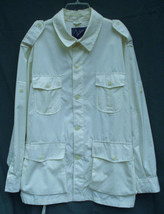 John Weitz by Aberdeen Vintage White Windbreaker Jacket Military Styling Mens XL - £18.62 GBP
