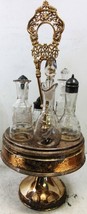 Vintage Clear Six Bottle Cruet Set with Silver Plated Holder - £156.13 GBP