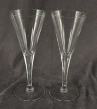Vintage 2PC Lot FOSTORIA Crystal STOCKHOLM Pattern 9.75&quot; Tall CHAMPAGNE ... - £31.39 GBP