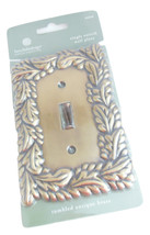 Tumbled Antique Brass Single Switch Wall Plate Cover Raised Leaf Design Pattern - £10.35 GBP