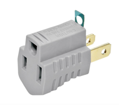 Gray 2wire Grounding Adapter,No BP419GY,  Cooper Wiring Devices Inc - $13.10