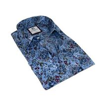 Men's Shirt By CASILA Turkey Cotton Blend Long Sleeves 501660-04 Blue Floral image 3