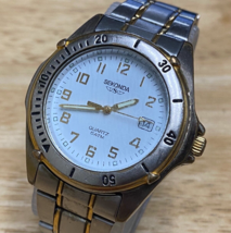 VTG Sekonda Men 50m Dual Tone Rotating Bezel Analog Quartz Watch~Date~New Batter - £22.40 GBP
