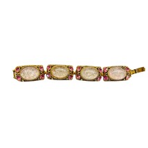 Vintage Bookchain Bracelet Medieval Rhinestone Baroque Jeweled Gold Tone - £39.55 GBP