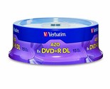 Verbatim DVD+R DL 8.5GB 8X AZO with Branded Surface - 15Pk Spindle,Purple - $36.35