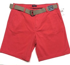 Nautica Men&#39;s size 38 Flat Front Bermuda Shorts w/belt Sailor Red NEW - £19.41 GBP