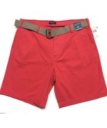 Nautica Men&#39;s size 38 Flat Front Bermuda Shorts w/belt Sailor Red NEW - £19.13 GBP