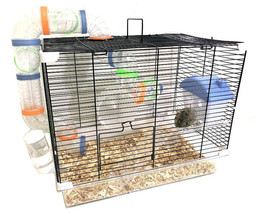 Acrylic 2-Tiers Hamsters Habitat Home Rodent Gerbil Mouse Mice Rat Clear... - £36.57 GBP