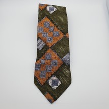 BOLGHERI 100% Heavy Silk Necktie ITALY Designer Geometric Green/Blue Cla... - £7.56 GBP