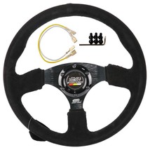 Mugen 14inch Leather Racing Sport Flat Steering Wheel Fit for Momo Nrg Sparco Hk - £73.41 GBP