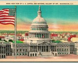 Capitol and National Gallery Washington DC UNP Linen Postcard H9 - $2.92