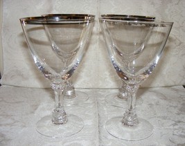 Vintage 4 Crystal Goblets Fostoria Platinum Band Wedding Ring Courtship ... - $669.26 MXN