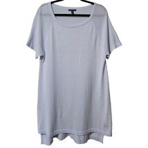 Eileen Fisher Medium Lavender Tunic Top Bateau Neck Short Sleeve Tencel Nylon - £22.37 GBP