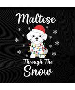 Maltese Dog Through Snow Christmas PNG: winter dog art holiday png festi... - $3.95