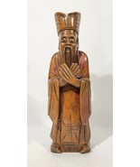 Old Chinese Carved Wood Shou Hsing God of Longevity Sculpture Crossed Hands - $5,181.89 MXN