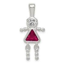 Sterling Silver Rhodium-plated CZ and July Glass Girl Pendant - £32.10 GBP