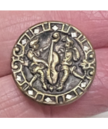 Vintage Round Metal Button Gold Tone 2 Men Dancing Stand Up Bass Flasher... - $9.41